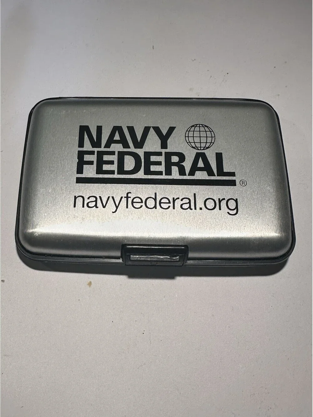 Navy Federal Credit Union Aluminum RFID Card Holder Accordion Wallet Silver
